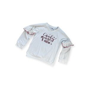 Mia Belle Girls Candy Cane Crew White Ruffle Sleeve Holiday Sweatshirt Size 8